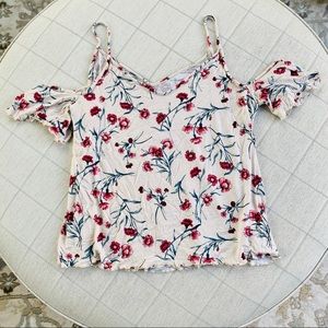 {AEO} Floral Cold Shoulder Top